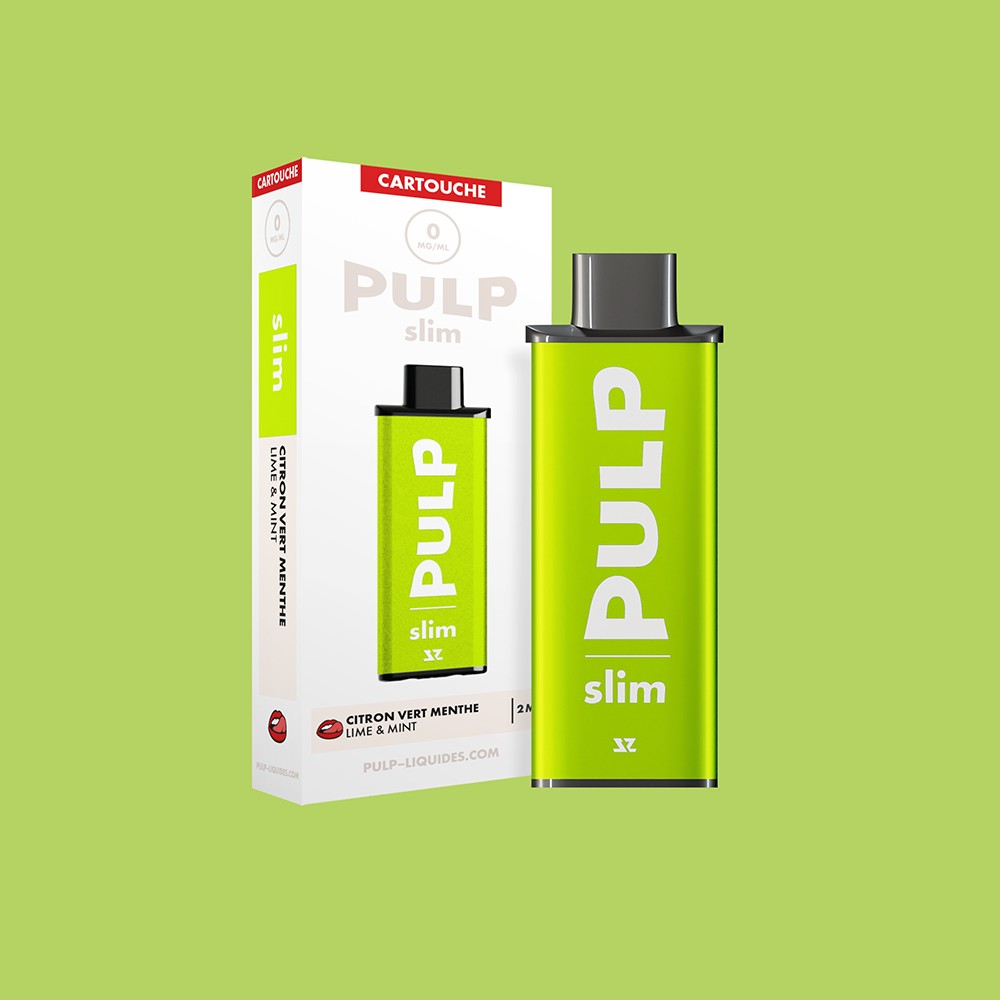 Cartouche pré-remplie Le Pod Slim PULP Citron Vert Menthe et son emballage