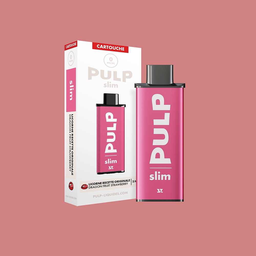 Cartouche pré-remplie Le Pod Slim PULP Licorne Recette Originale et son emballage