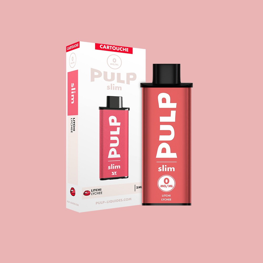 Cartouche pré-remplie Le Pod Slim PULP Litchi et son emballage