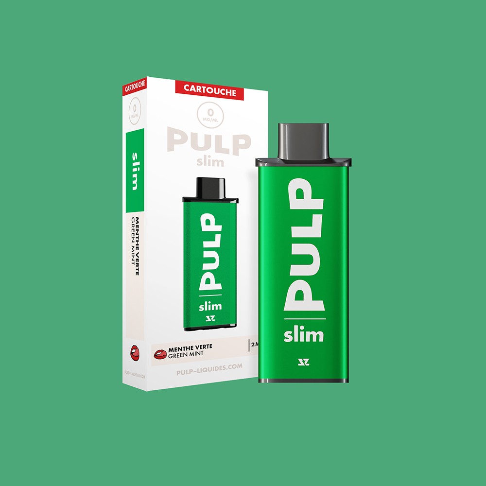 Cartouche pré-remplie Le Pod Slim PULP Menthe Verte et son emballage