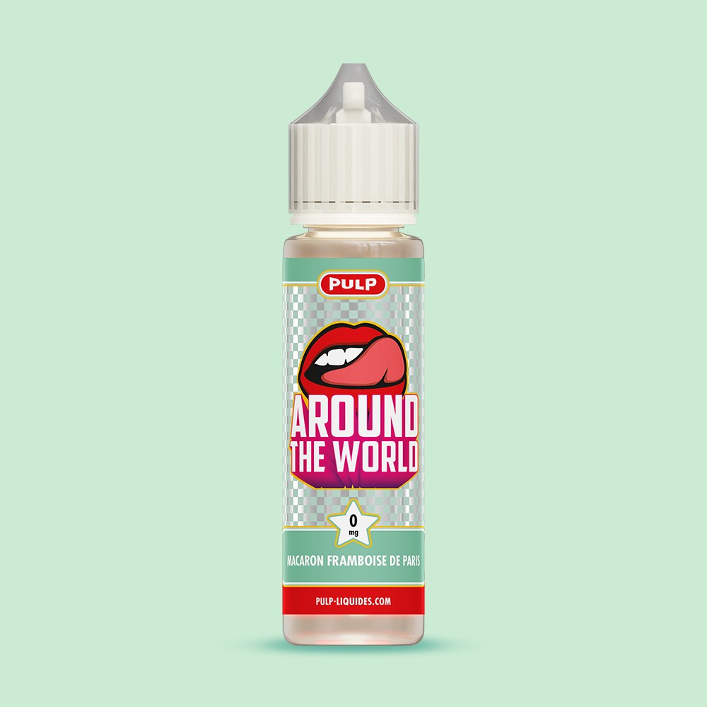 E-liquide Macaron Framboise de Paris PULP Around the World, flacon de 50 mL