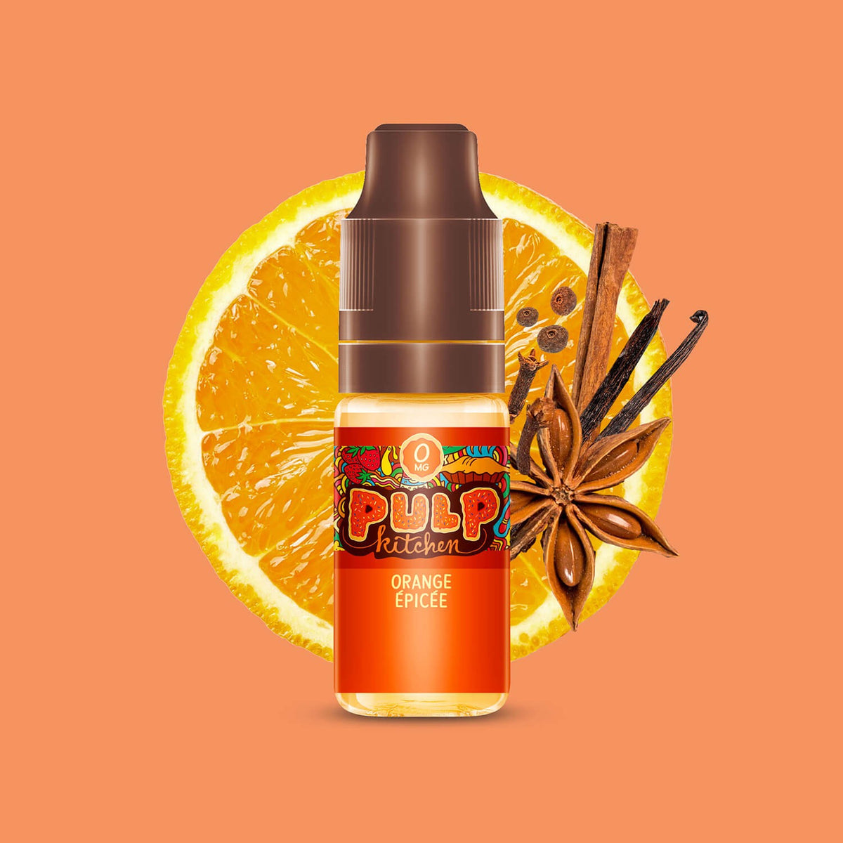E-liquide Orange Épicée PULP Kitchen, flacon de 10 mL