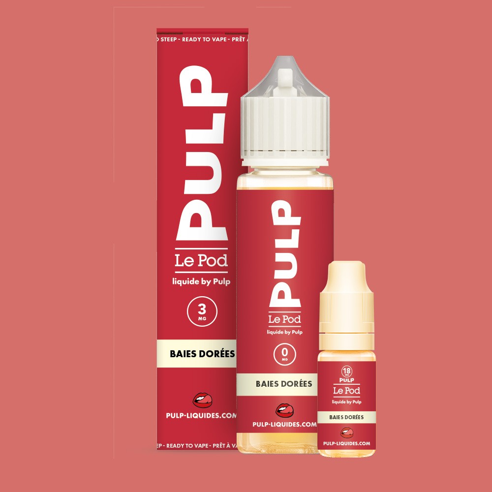 Pack Baies Dorées PULP Le Pod Liquide Nic Base 60 mL en 3 mg/mL