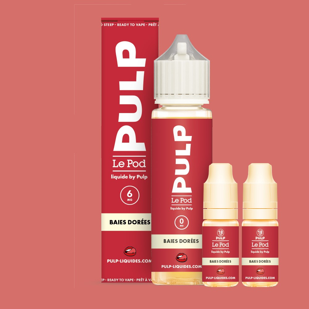 Pack Baies Dorées PULP Le Pod Liquide Nic Base 60 mL en 6 mg/mL