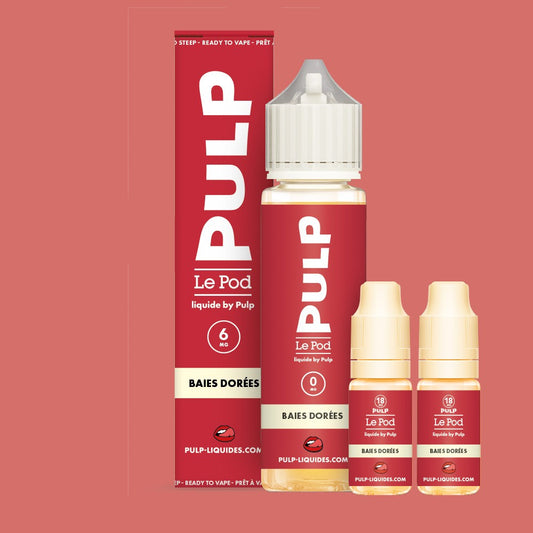 Pack Baies Dorées PULP Le Pod Liquide Nic Base 60 mL en 6 mg/mL