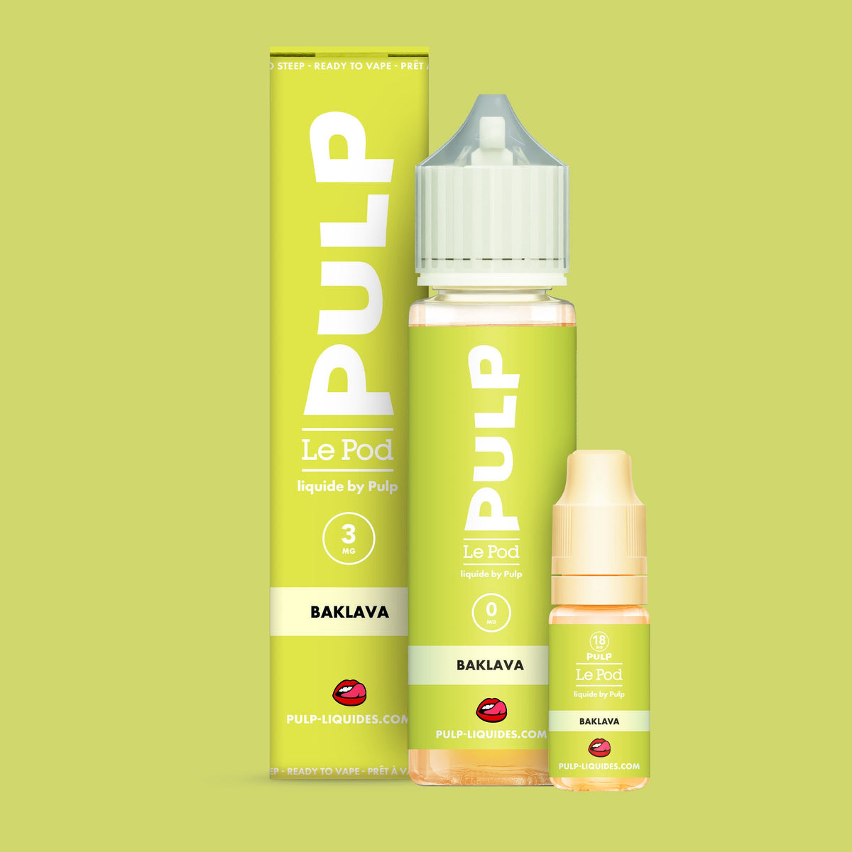 Pack Baklava PULP Le Pod Liquide Nic Base 60 mL en 3 mg/mL