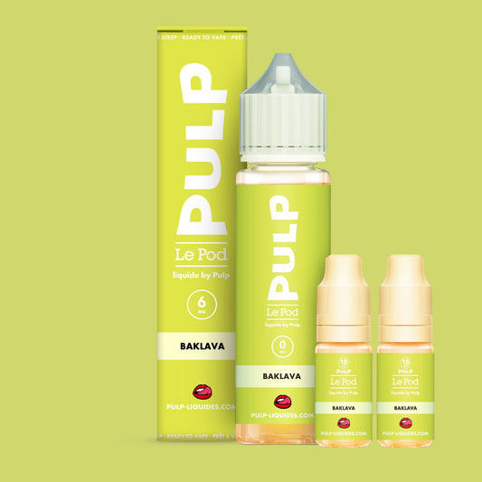Pack Baklava PULP Le Pod Liquide Nic Base 60 mL en 6 mg/mL