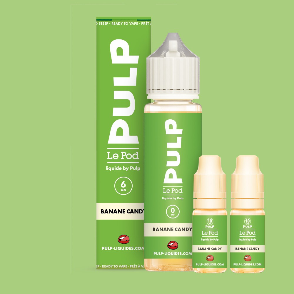 Pack Banane Candy PULP Le Pod Liquide Nic Base 60 mL en 6 mg/mL