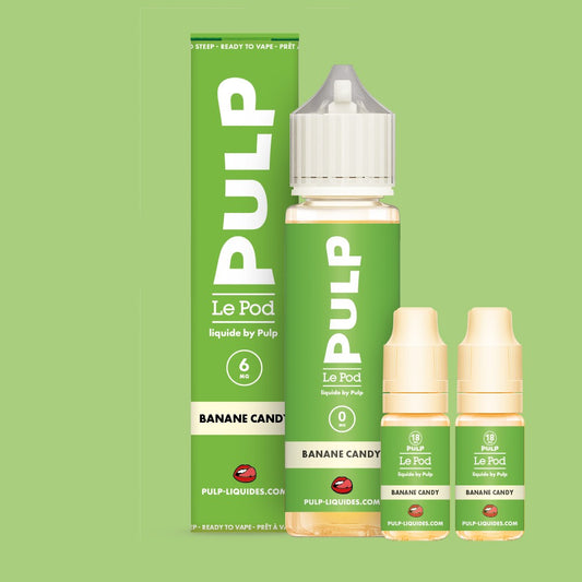 Pack Banane Candy PULP Le Pod Liquide Nic Base 60 mL en 6 mg/mL