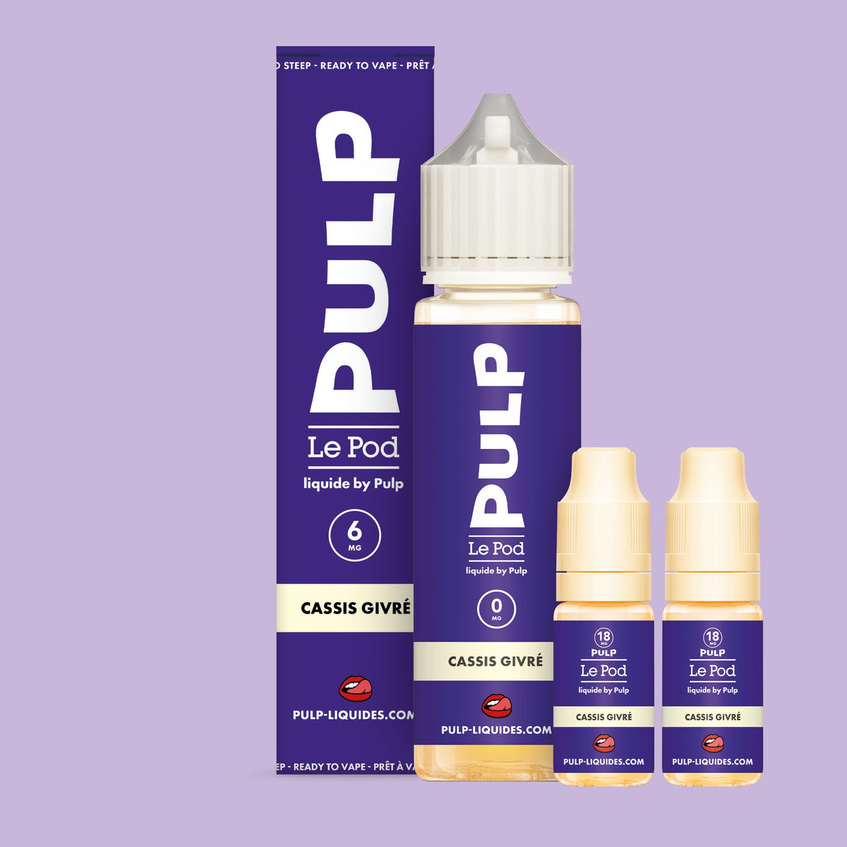 Pack Cassis Givré PULP Le Pod Liquide Nic Base 60 mL en 6 mg/mL
