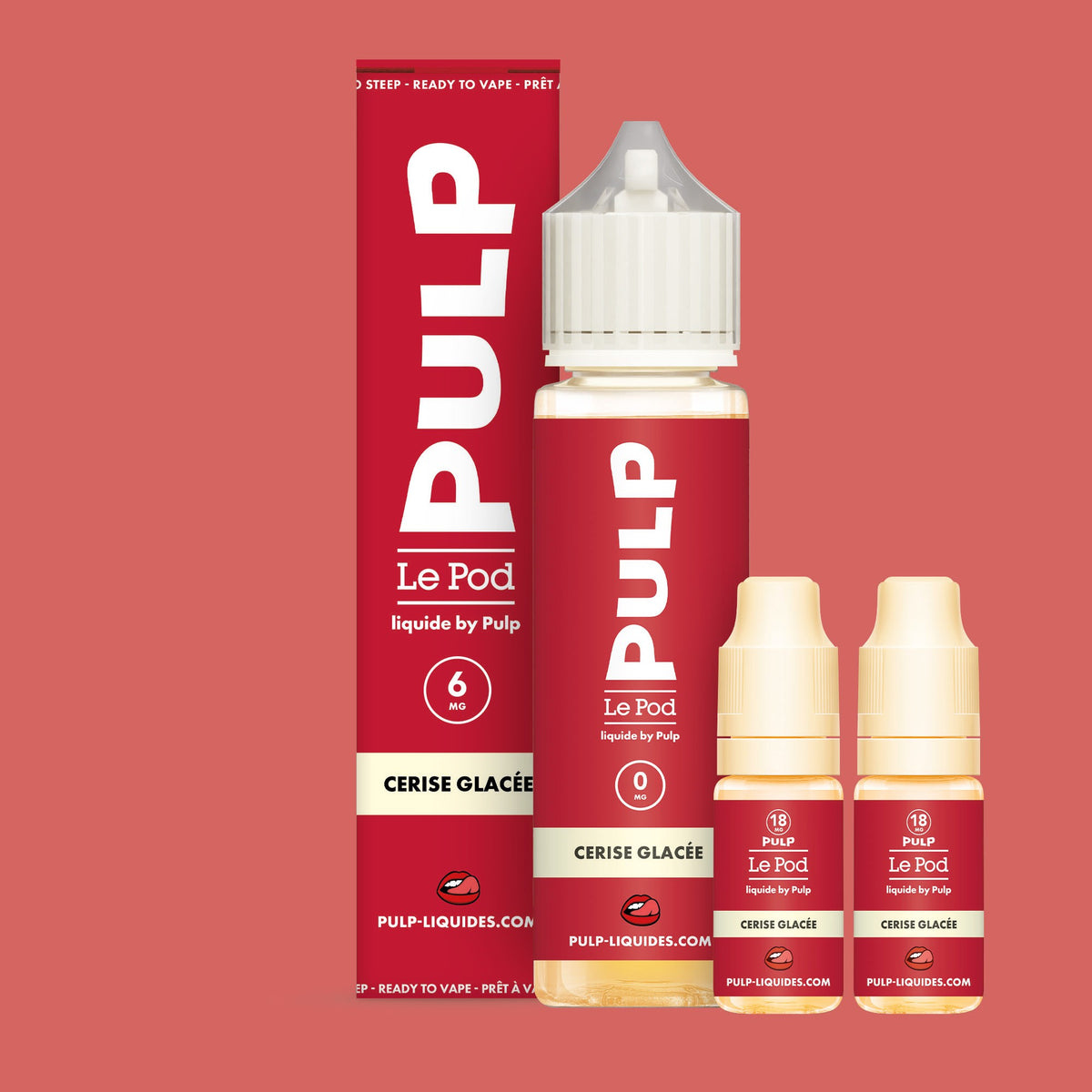 Pack Cerise Glacée PULP Le Pod Liquide Nic Base 60 mL en 6 mg/mL