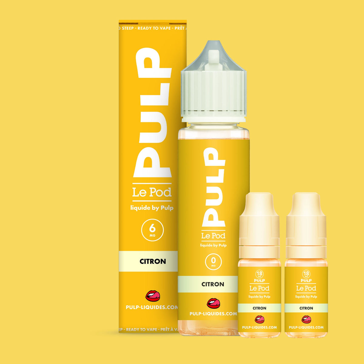 Pack Citron PULP Le Pod Liquide Nic Base 60 mL en 6 mg/mL