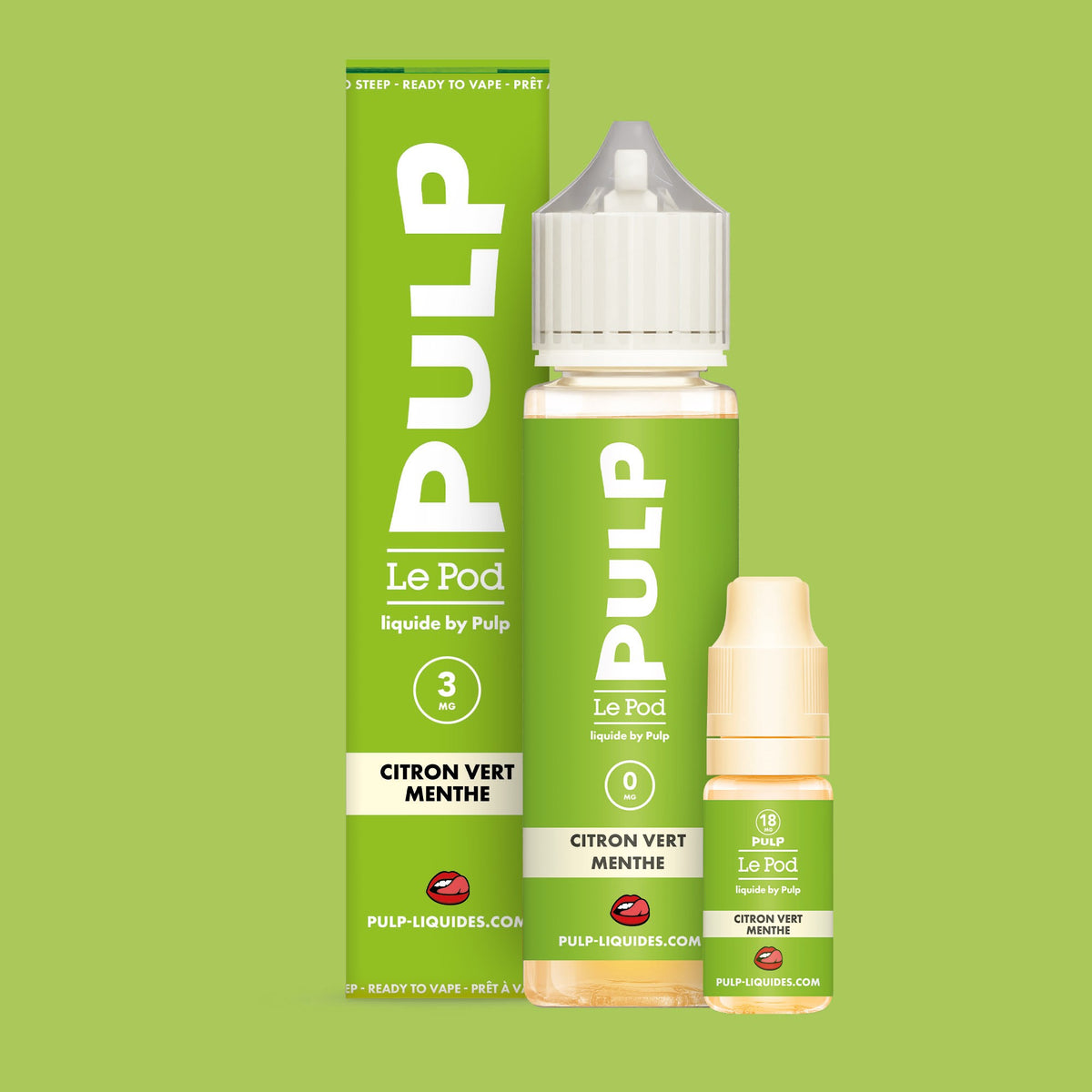 Pack Citron Vert Menthe PULP Le Pod Liquide Nic Base 60 mL en 3 mg/mL
