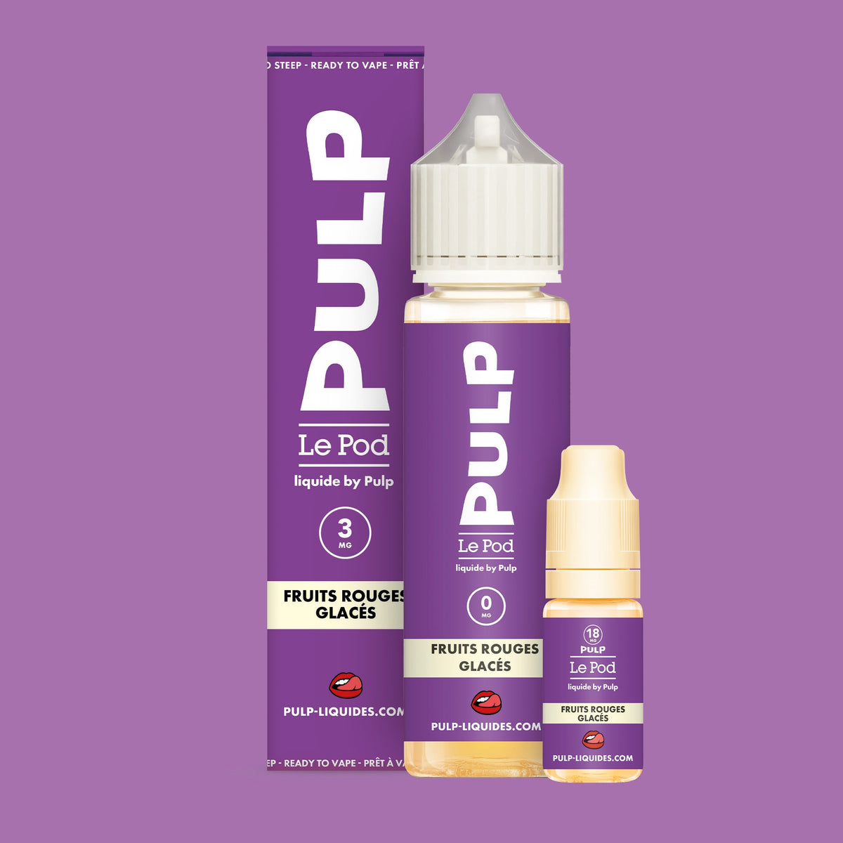 Pack Fruits Rouges Glacés PULP Le Pod Liquide Nic Base 60 mL en 3 mg/mL