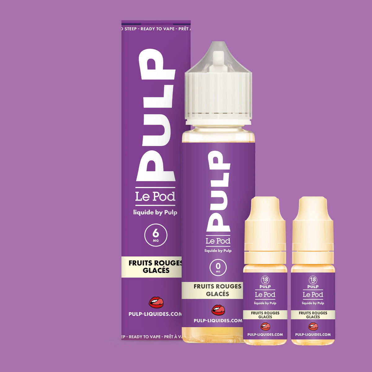 Pack Fruits Rouges Glacés PULP Le Pod Liquide Nic Base 60 mL en 6 mg/mL
