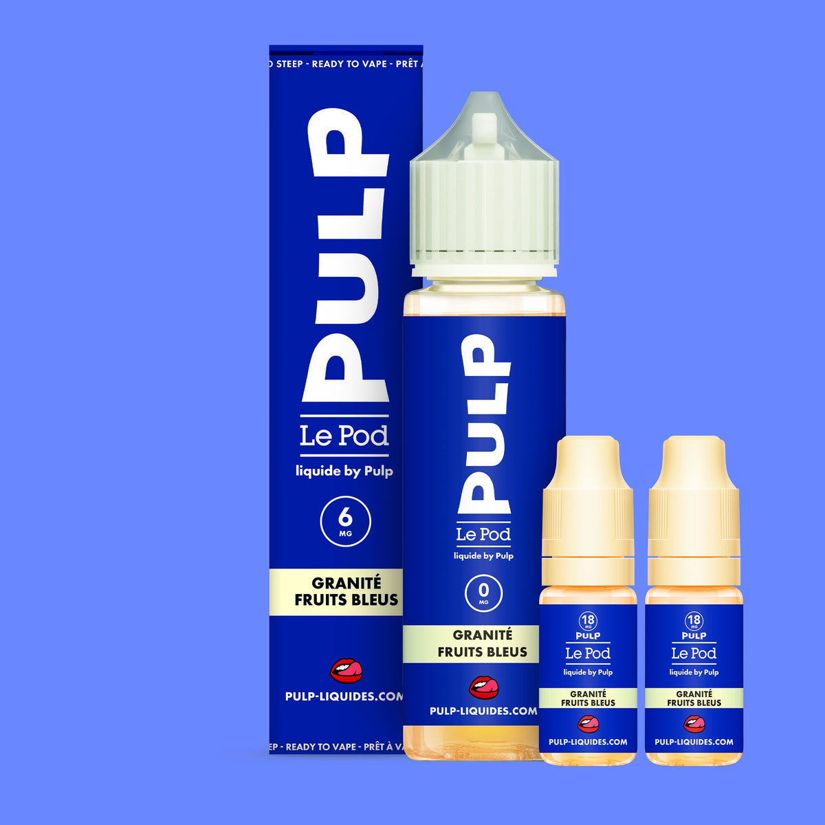 Pack Granité Fruits Bleus PULP Le Pod Liquide Nic Base 60 mL en 6 mg/mL