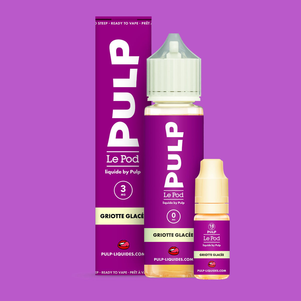 Pack Griotte Glacée PULP Le Pod Liquide Nic Base 60 mL en 3 mg/mL