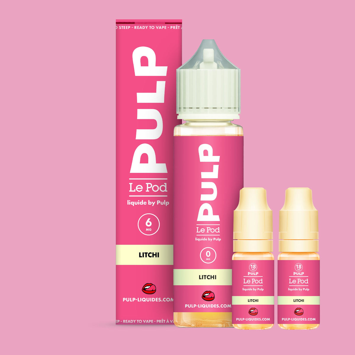 Pack Litchi PULP Le Pod Liquide Nic Base 60 mL en 6 mg/mL
