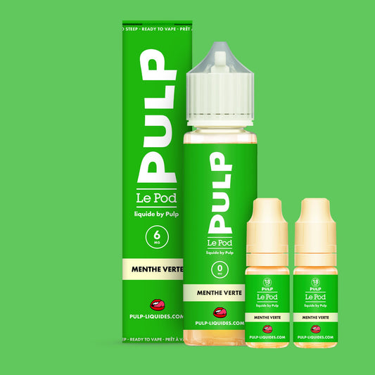 Pack Menthe Verte PULP Le Pod Liquide Nic Base 60 mL en 6 mg/mL