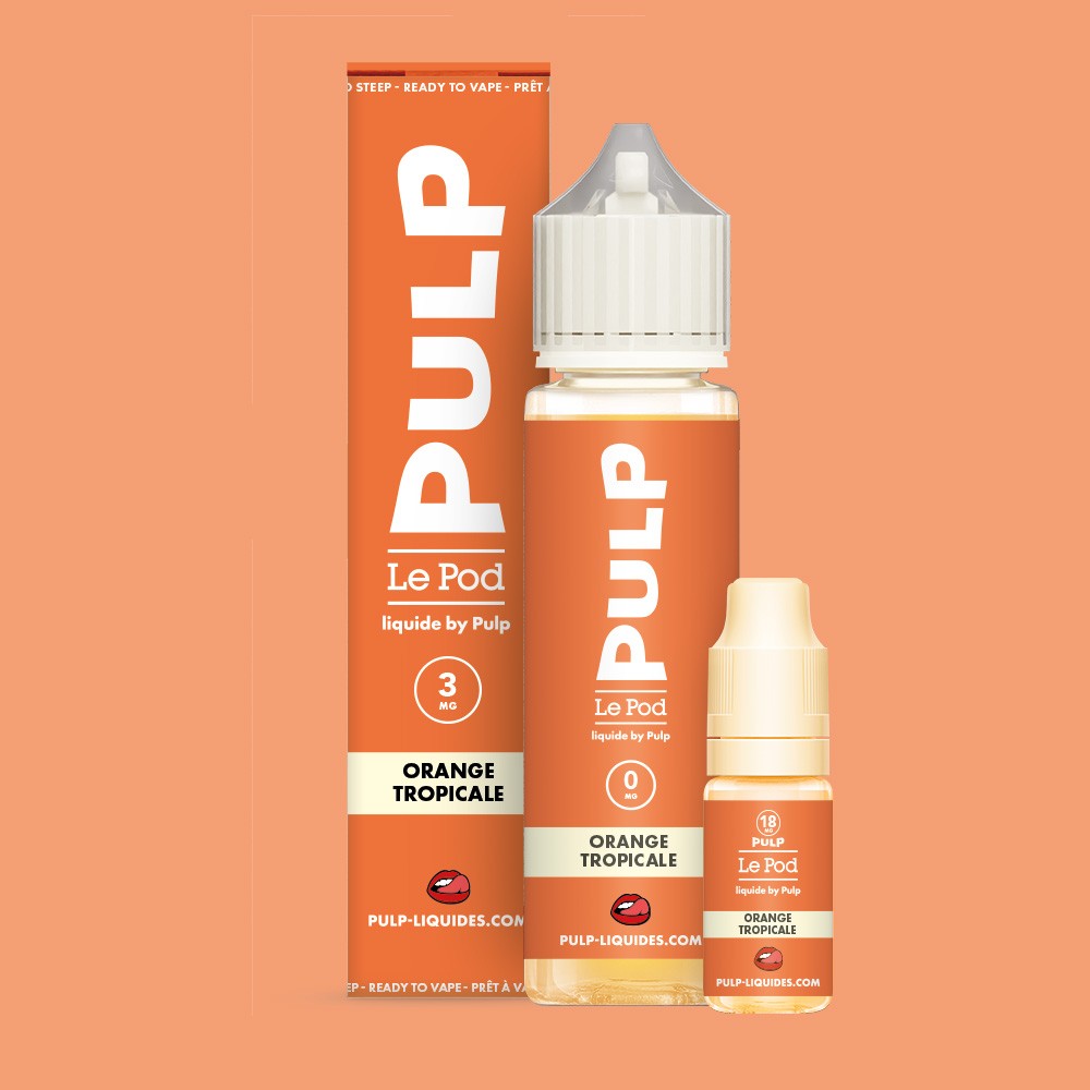 Pack Orange Tropicale PULP Le Pod Liquide Nic Base 60 mL en 3 mg/mL