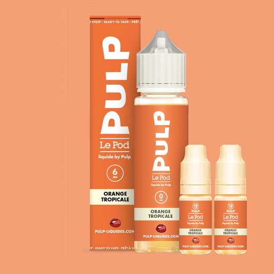 Pack Orange Tropicale PULP Le Pod Liquide Nic Base 60 mL en 6 mg/mL
