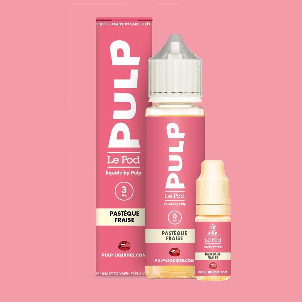 Pack Pastèque Fraise PULP Le Pod Liquide Nic Base 60 mL en 3 mg/mL