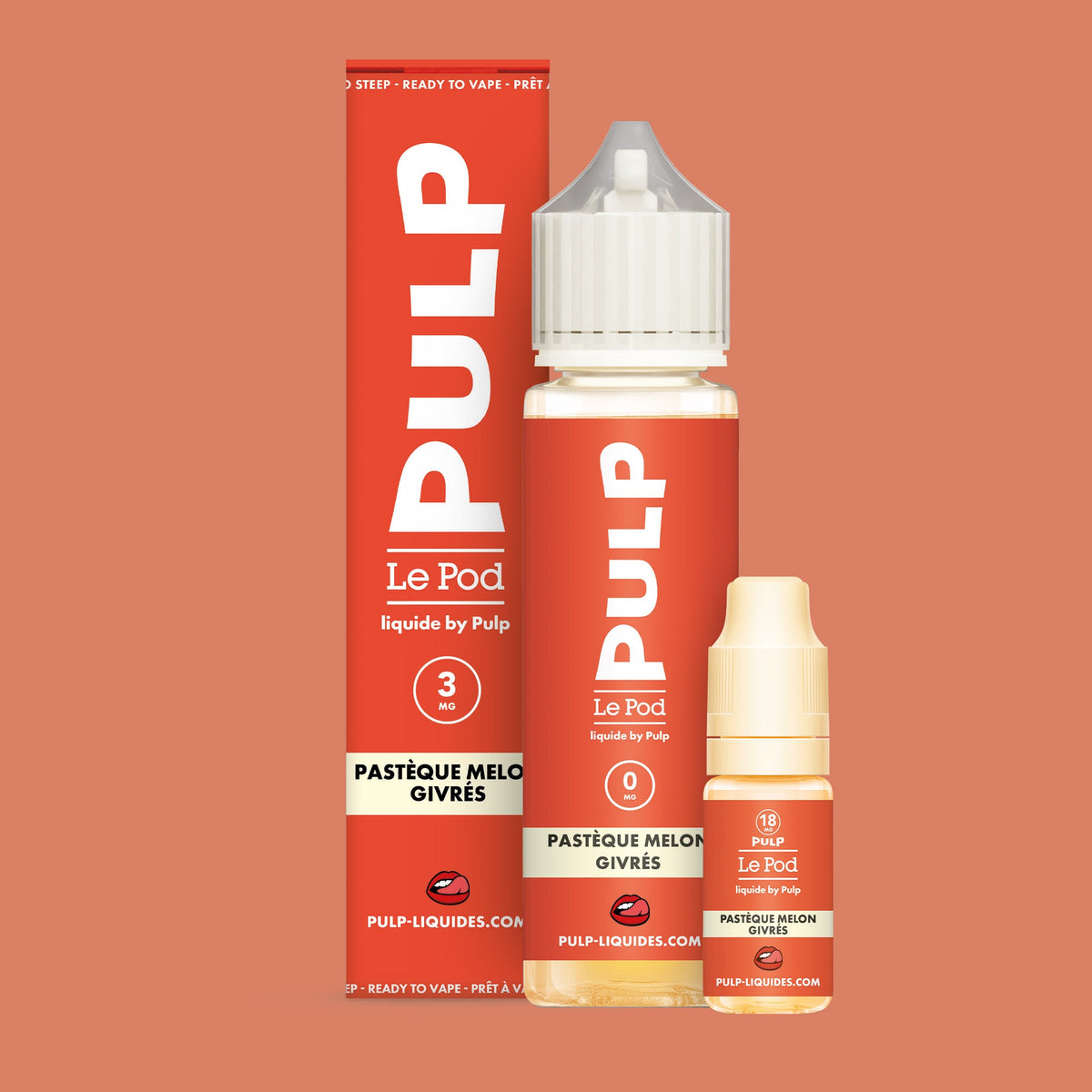 Pack Pastèque Melon Givrés PULP Le Pod Liquide Nic Base 60 mL en 3 mg/mL