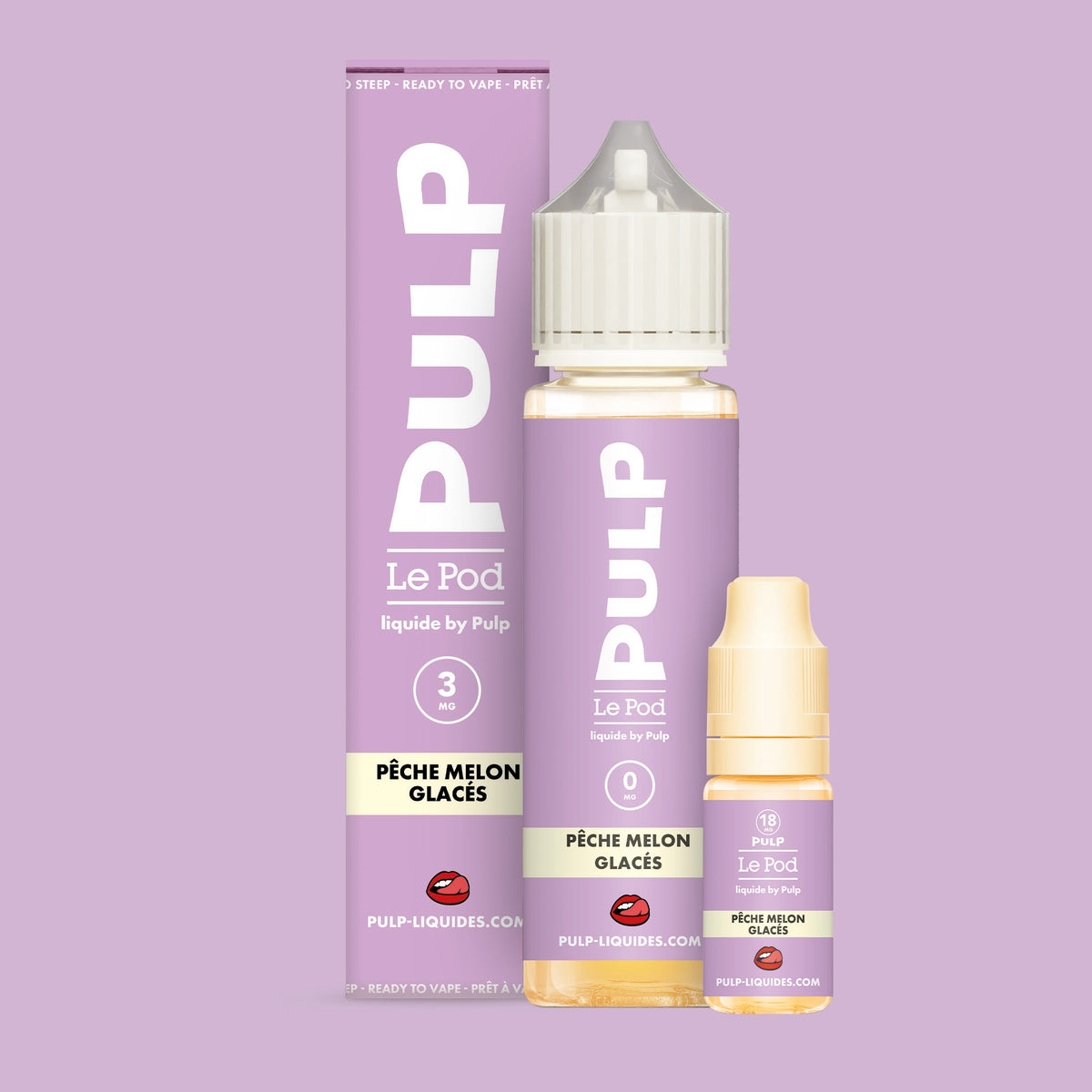 Pack Pêche Melon Glacés PULP Le Pod Liquide Nic Base 60 mL en 3 mg/mL