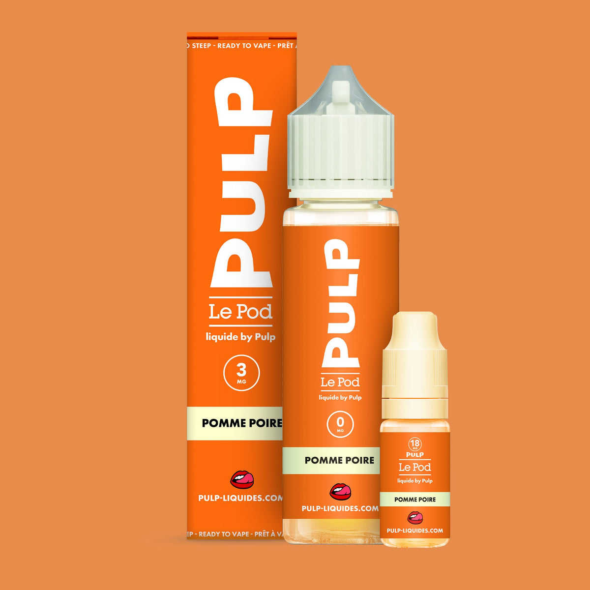 Pack Pomme Poire PULP Le Pod Liquide Nic Base 60 mL en 3 mg/mL