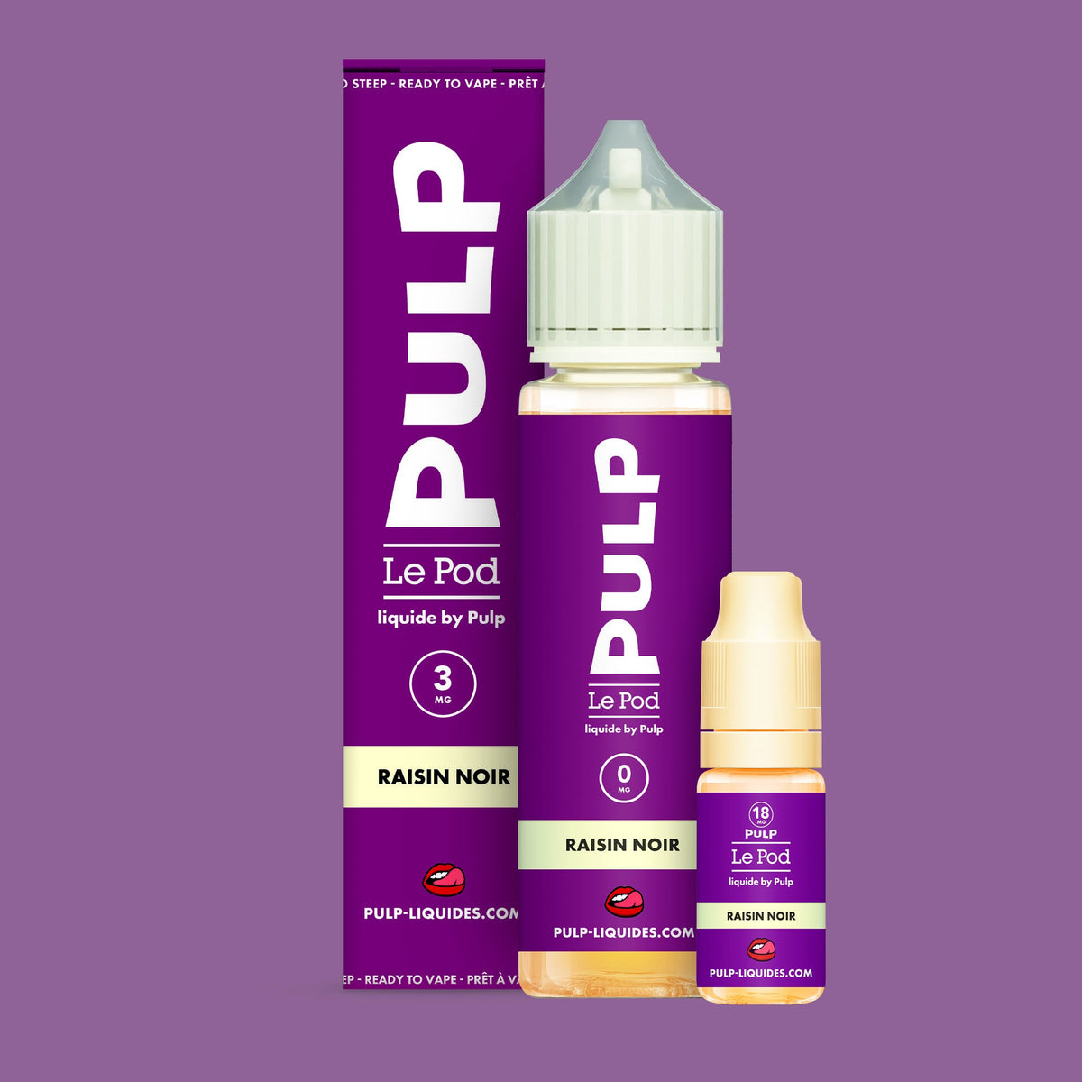 Pack Raisin Noir PULP Le Pod Liquide Nic Base 60 mL en 3 mg/mL