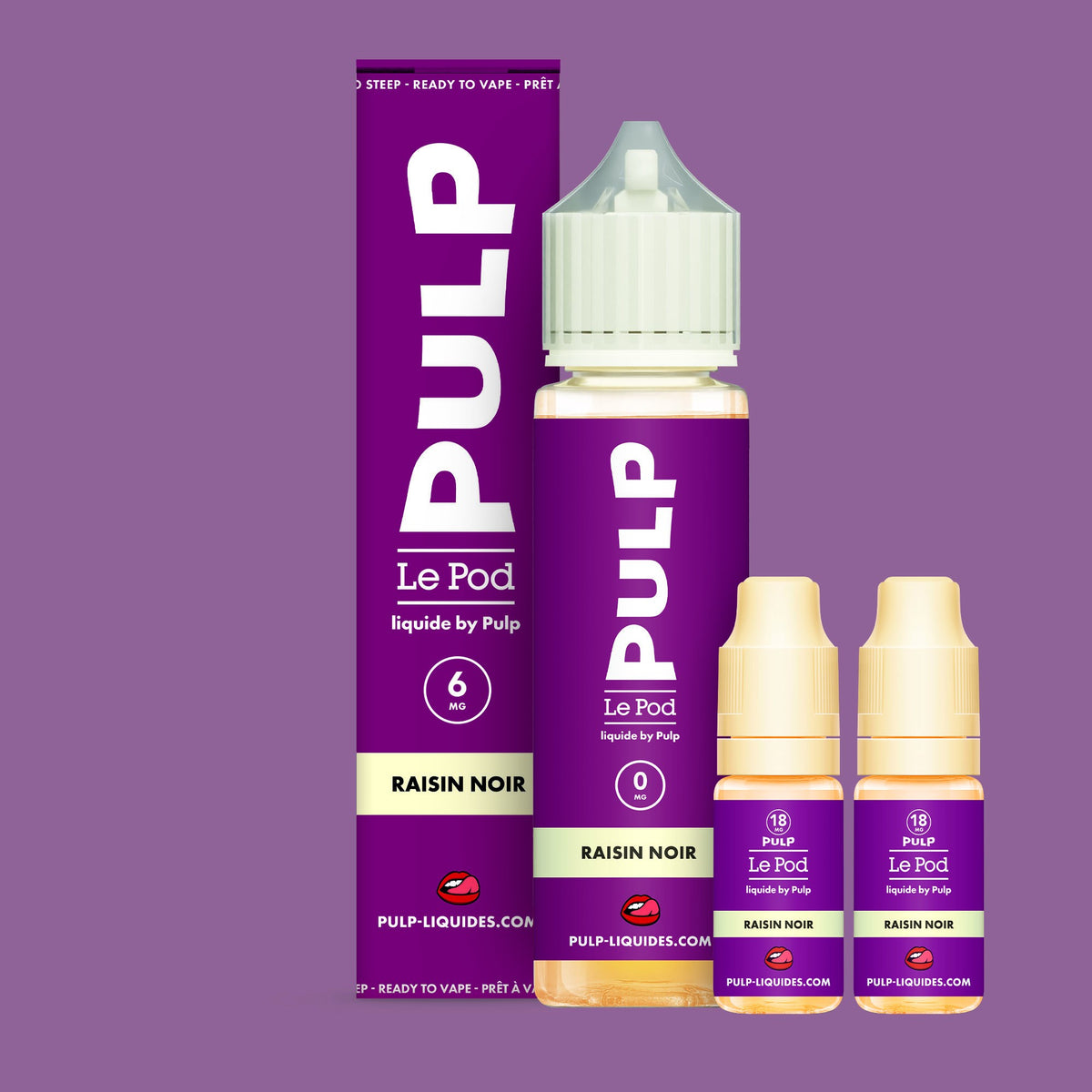 Pack Raisin Noir PULP Le Pod Liquide Nic Base 60 mL en 6 mg/mL