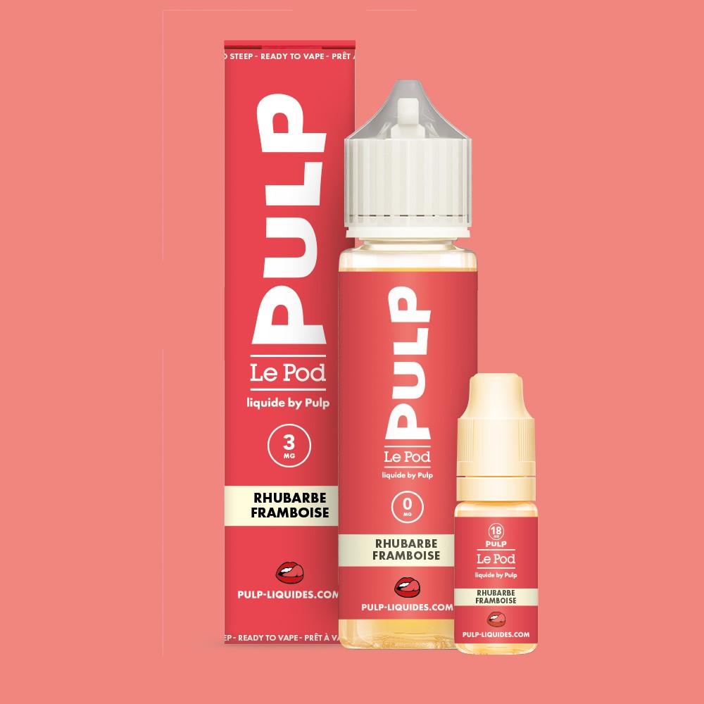Pack Rhubarbe Framboise PULP Le Pod Liquide Nic Base 60 mL en 3 mg/mL