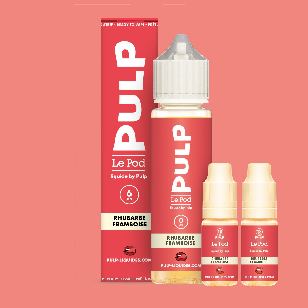 Pack Rhubarbe Framboise PULP Le Pod Liquide Nic Base 60 mL en 6 mg/mL