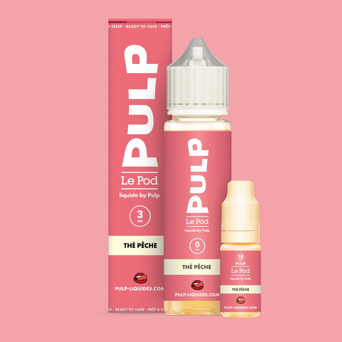 Pack Thé Pêche PULP Le Pod Liquide Nic Base 60 mL en 3 mg/mL