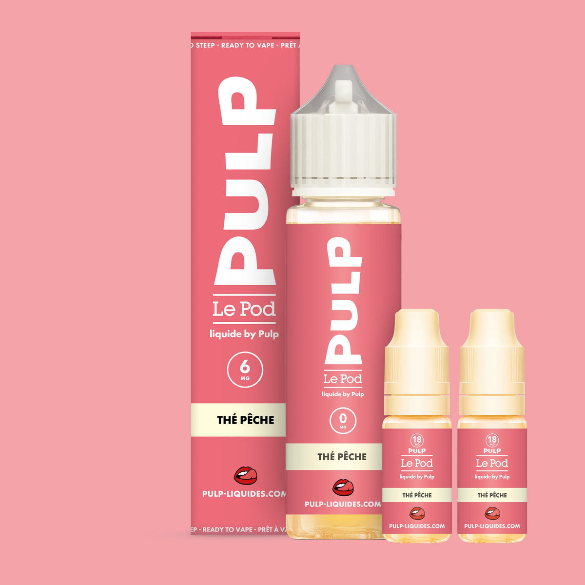 Pack Thé Pêche PULP Le Pod Liquide Nic Base 60 mL en 6 mg/mL