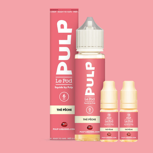 Pack Thé Pêche PULP Le Pod Liquide Nic Base 60 mL en 6 mg/mL