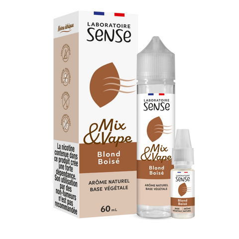 Pack Blond Boisé Laboratoire Sense Mix & Vape 60 mL en 3 mg/mL : flacon et 1 booster