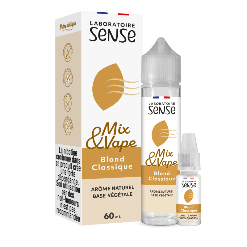 Pack Blond Classique Laboratoire Sense Mix & Vape 60 mL en 3 mg/mL : flacon et 1 booster