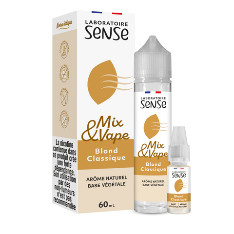 Pack Blond Classique Laboratoire Sense Mix & Vape 60 mL en 3 mg/mL : flacon et 1 booster