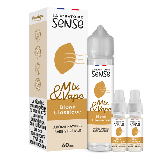 Pack Blond Classique Laboratoire Sense Mix & Vape 60 mL en 6 mg/mL : flacon et 2 boosters