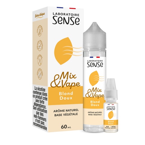 Pack Blond Doux Laboratoire Sense Mix & Vape 60 mL en 3 mg/mL : flacon et 1 booster