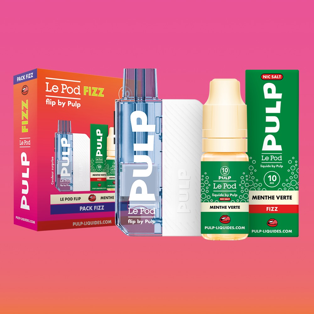 Pack Fizz Flip PULP Menthe Verte : pod Le Pod Flip et flacon de 10 mL