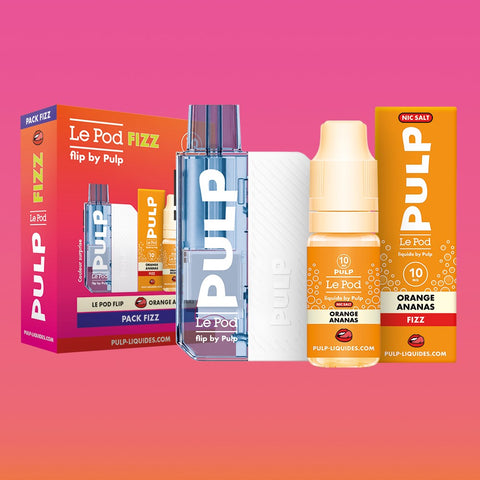 Pack Fizz Flip PULP Orange Ananas : pod Le Pod Flip et flacon de 10 mL