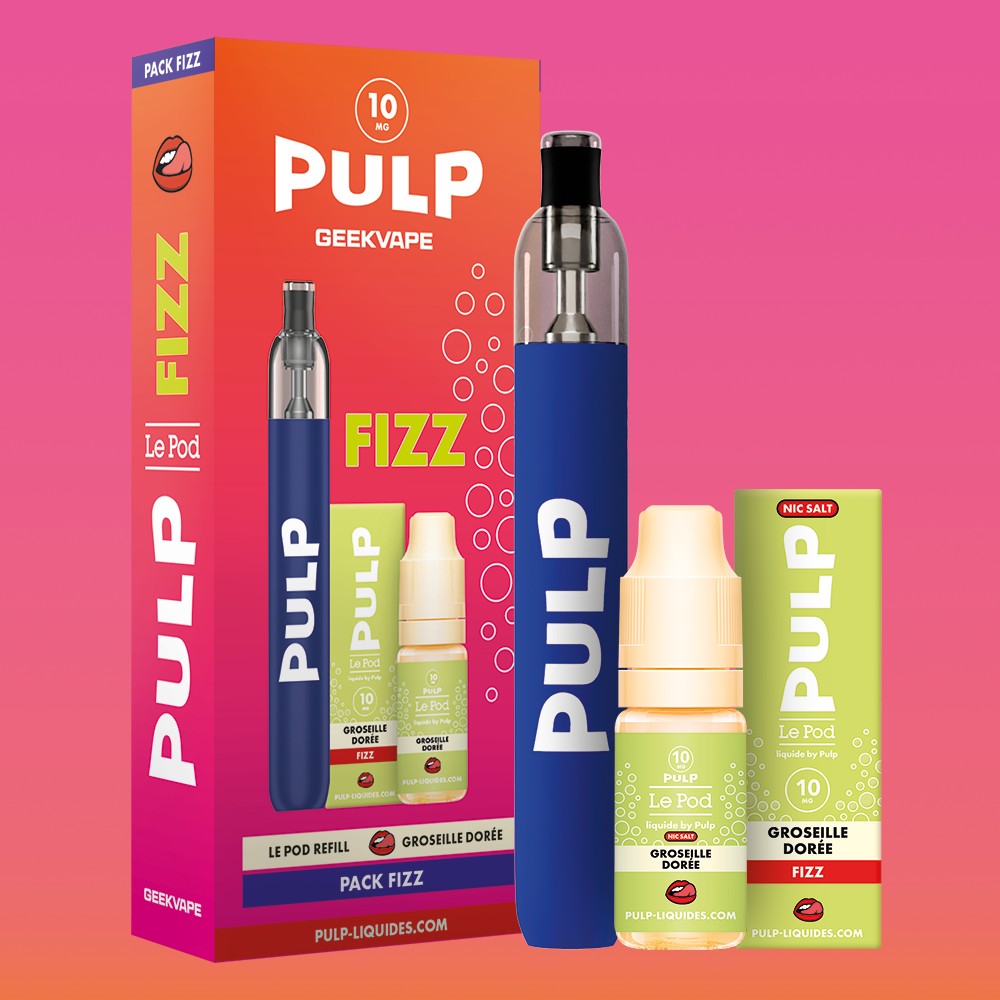 Pack Fizz Refill PULP Groseille Dorée : pod Le Pod Refill M2 et flacon de 10 mL