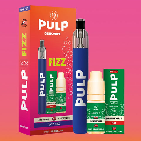 Pack Fizz Refill PULP Menthe Verte : pod Le Pod Refill M2 et flacon de 10 mL