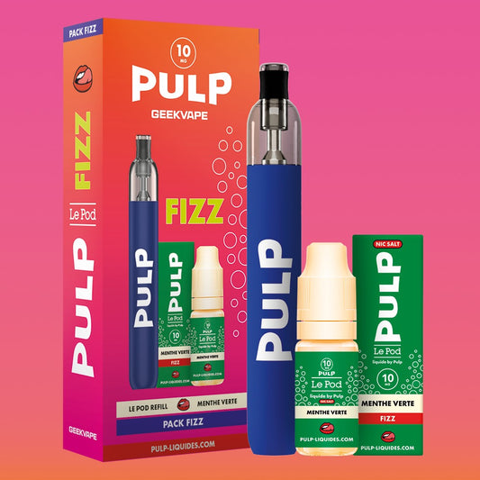 Pack Fizz Refill PULP Menthe Verte : pod Le Pod Refill M2 et flacon de 10 mL