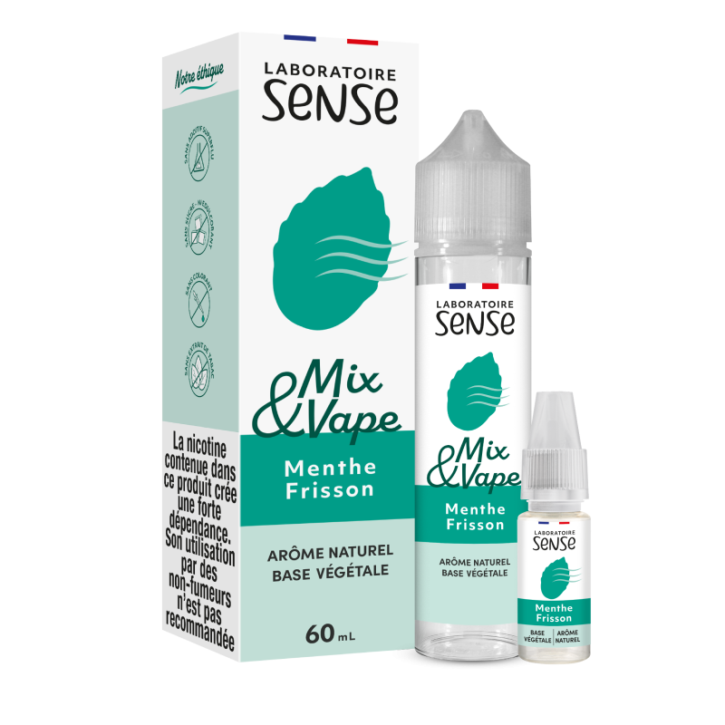 Pack Menthe Frisson Laboratoire Sense Mix & Vape 60 mL en 3 mg/mL : flacon et 1 booster