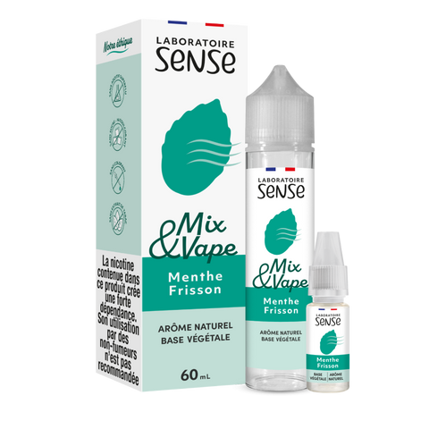 Pack Menthe Frisson Laboratoire Sense Mix & Vape 60 mL en 3 mg/mL : flacon et 1 booster