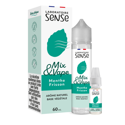 Pack Menthe Frisson Laboratoire Sense Mix & Vape 60 mL en 3 mg/mL : flacon et 1 booster