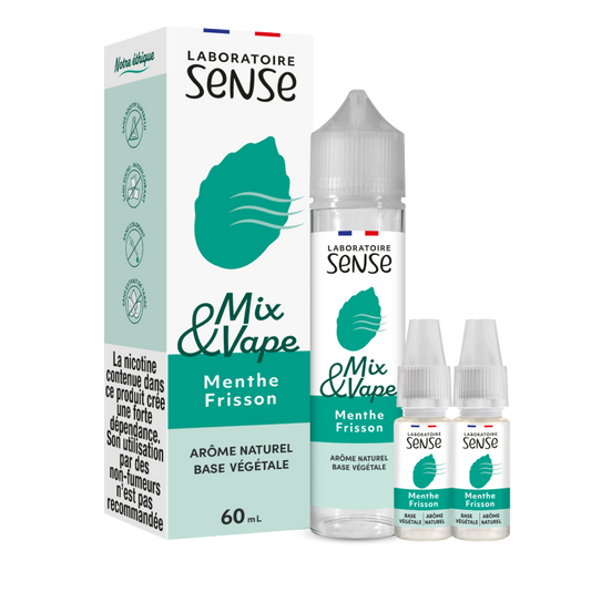 Pack Menthe Frisson Laboratoire Sense Mix & Vape 60 mL en 6 mg/mL : flacon et 2 boosters